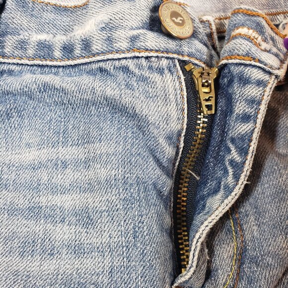 Hollister Y2K 90s Vintage Mini Skirt Denim Blue Distressed Junior Size 7 - Picture 7 of 11